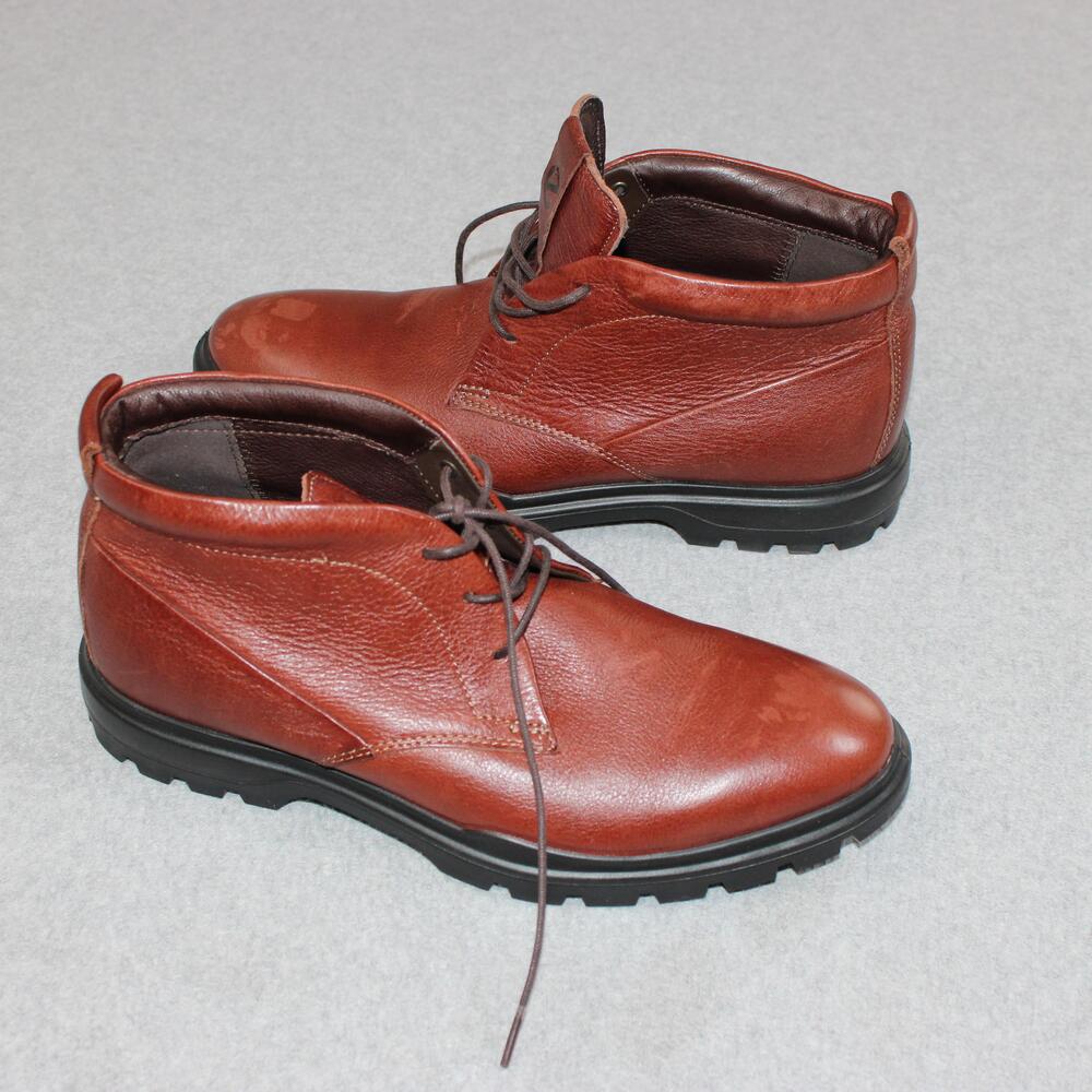 ECCO Tray Tech Boots Boy Size 5.5 Brown Leather Chukka Slip Resistant Heritage